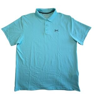 Under Armour HeatGear Polo Shirt Mens 2XL Blue Short Sleeve Performance NEW
